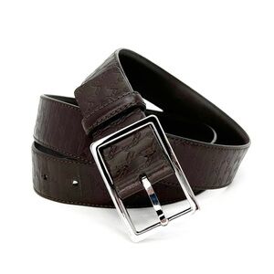 Montblanc Men’s Belt Logo Embossed Brown Leather Buckle Cut-To-Size 38 36 34 EUC